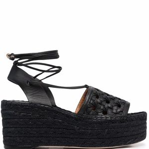 TORY Burch woven raffia wedge sandals size 8